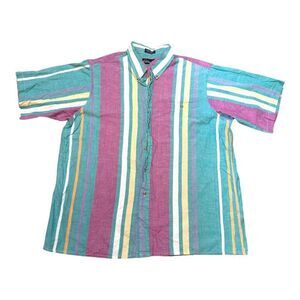 Vintage Schwartz Las Vegas 2X Big Indian Madras Striped Cotton Shirt Vintage
